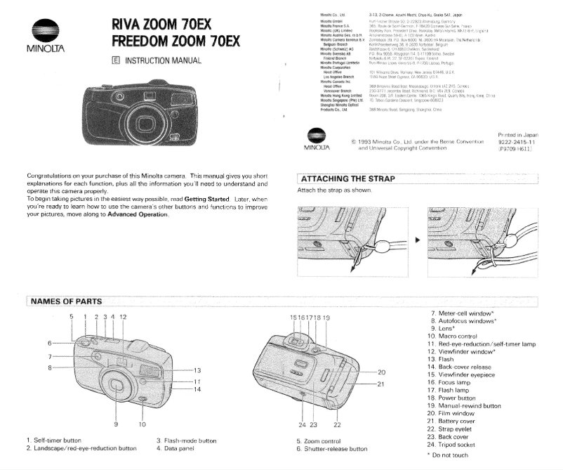 Image de la première page du manuel de l'appareil Freedom Zoom 70EX