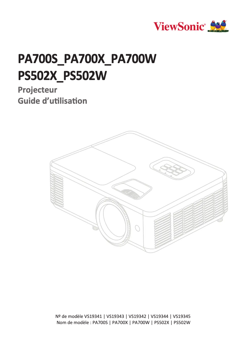 Page n°1 - Manuel utilisateur Viewsonic PA700W