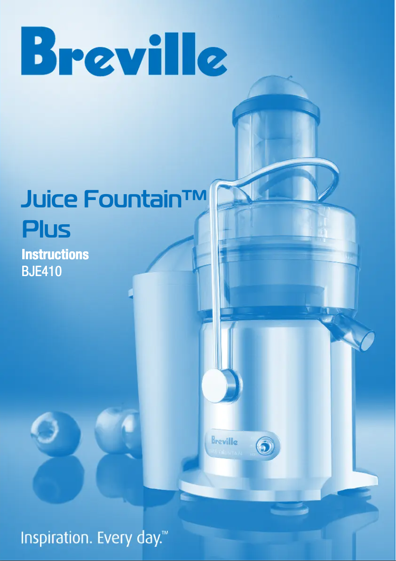 Image de la première page du manuel de l'appareil Juice Fountain Plus JE95