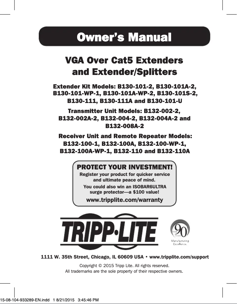 Image de la première page du manuel de l'appareil B132-004-2