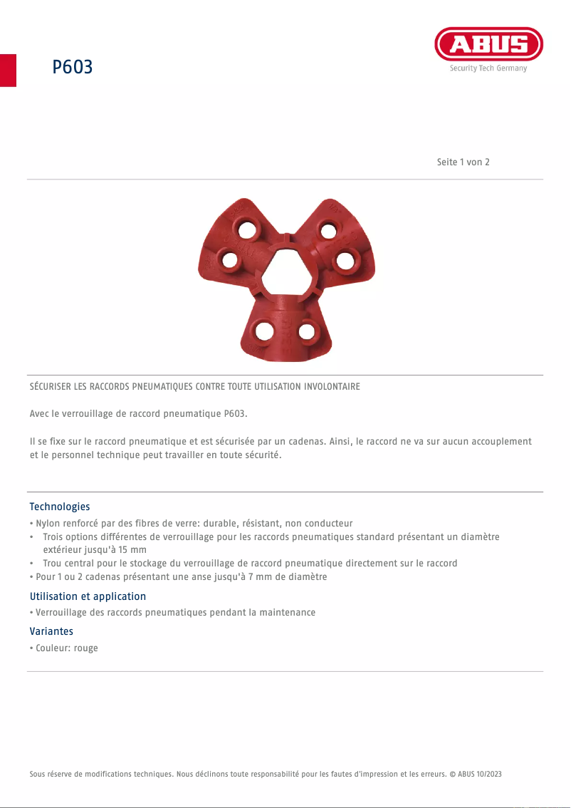 Image de la première page du manuel de l'appareil P603