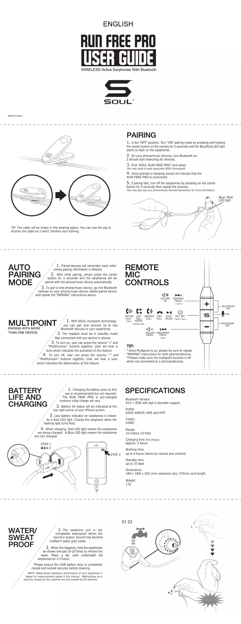 Page 1 de la notice Manuel utilisateur Soul Run Free Pro