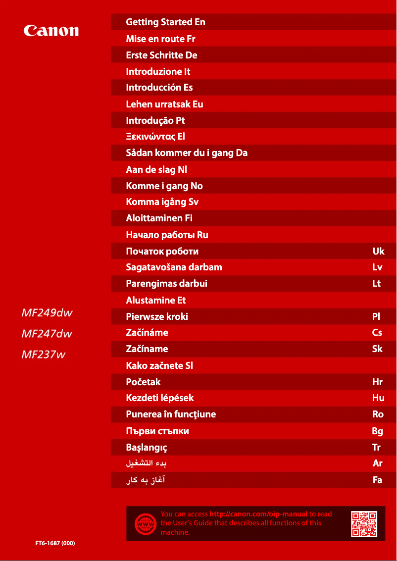 Image de la première page du manuel de l'appareil i-Sensys MF237W
