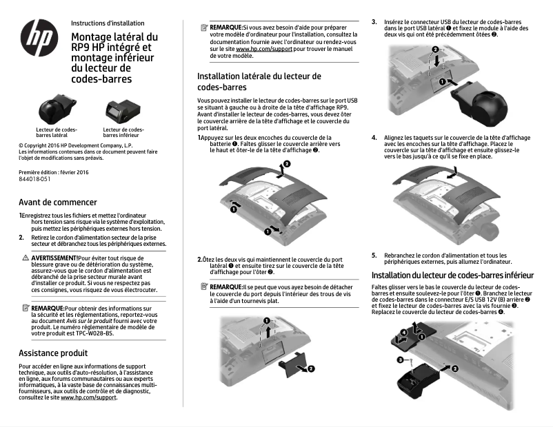Page 1 de la notice Manuel utilisateur HP RP9