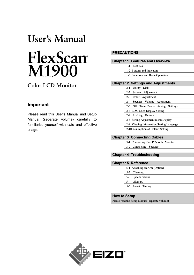 Page 1 de la notice Manuel utilisateur Eizo FlexScan M1900