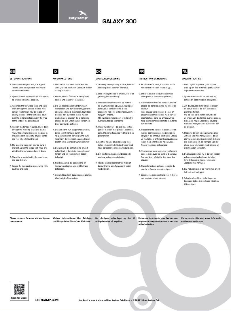 Page n°1 - Manuel utilisateur Easy Camp Galaxy 300