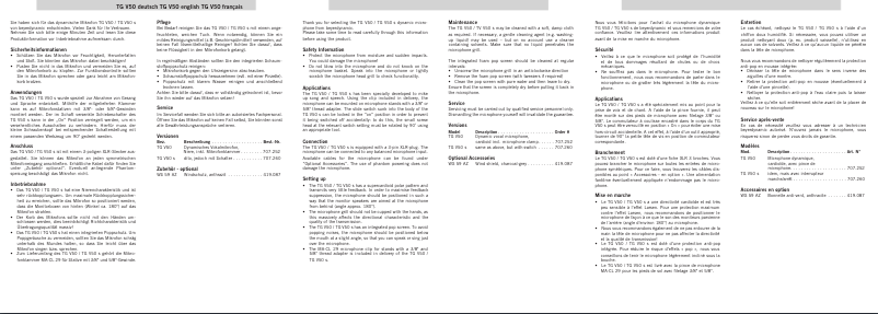 Page n°1 - Manuel utilisateur Beyerdynamic TG V50
