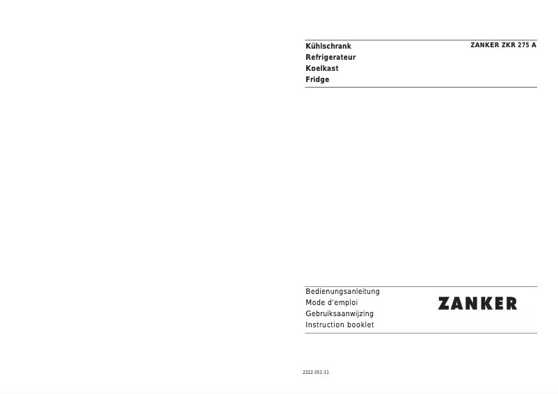 Page n°1 - Manuel utilisateur Zanker ZKR 275 a