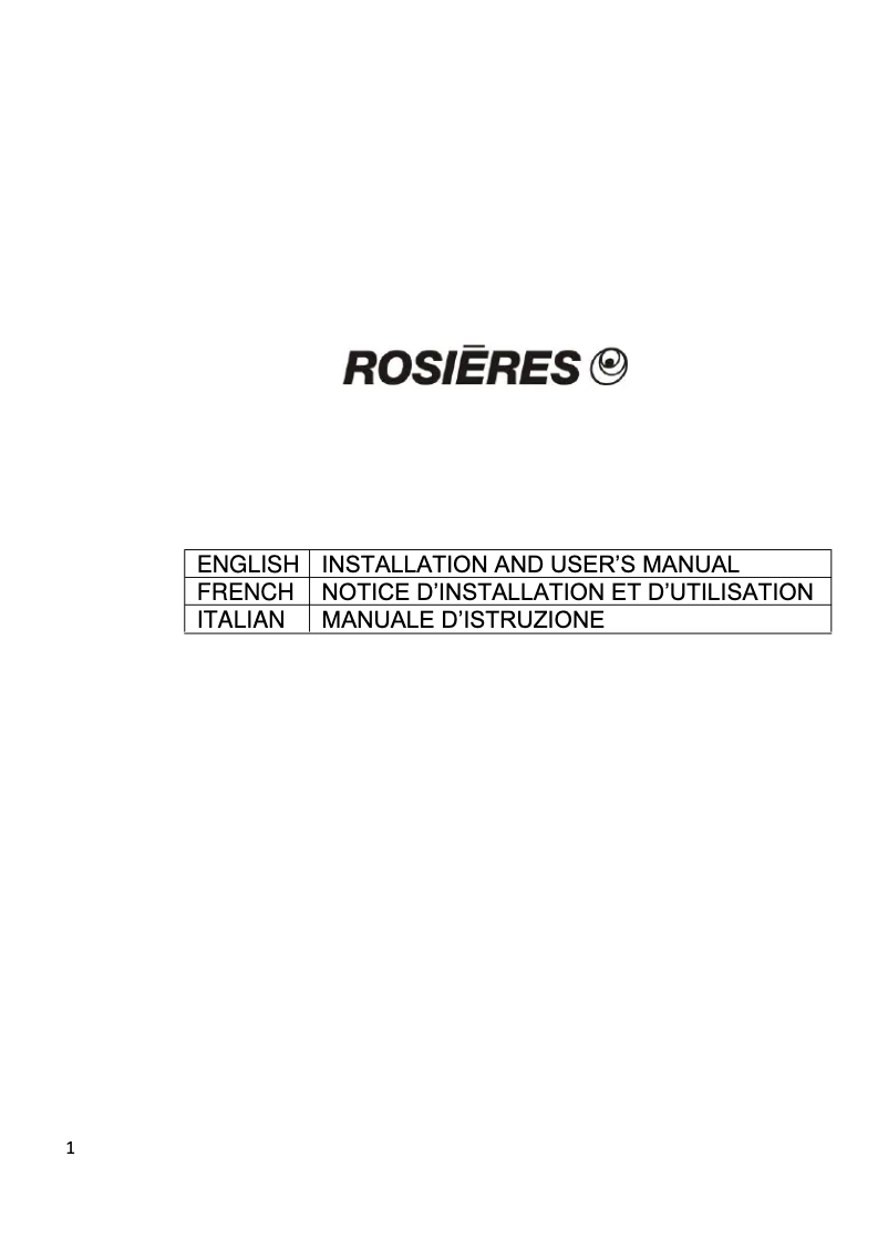 Page 1 de la notice Manuel utilisateur Rosieres RDSV 985 RB