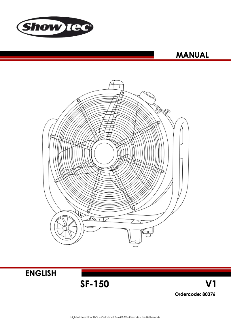 Page 1 de la notice Manuel utilisateur Showtec SF-150