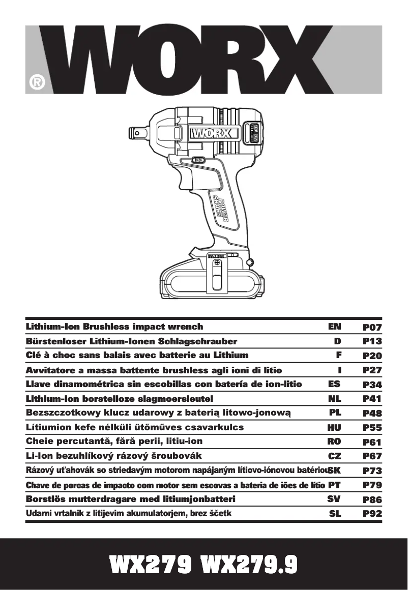 Page n°1 - Manuel utilisateur Worx WX279.9