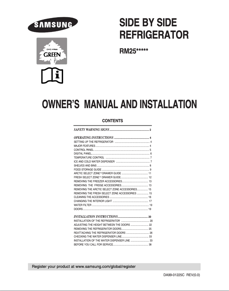 Page 1 de la notice Manuel utilisateur Samsung RM27KGRS