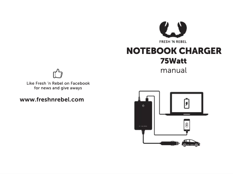 Page 1 de la notice Manuel utilisateur Fresh 'n Rebel Notebook charger 75W