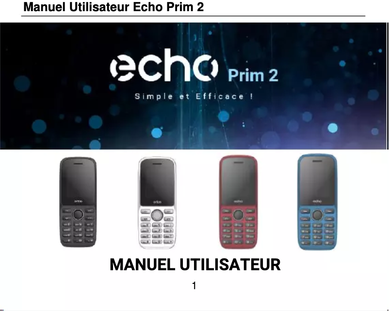 Page 1 de la notice Manuel utilisateur Echo Prim 2