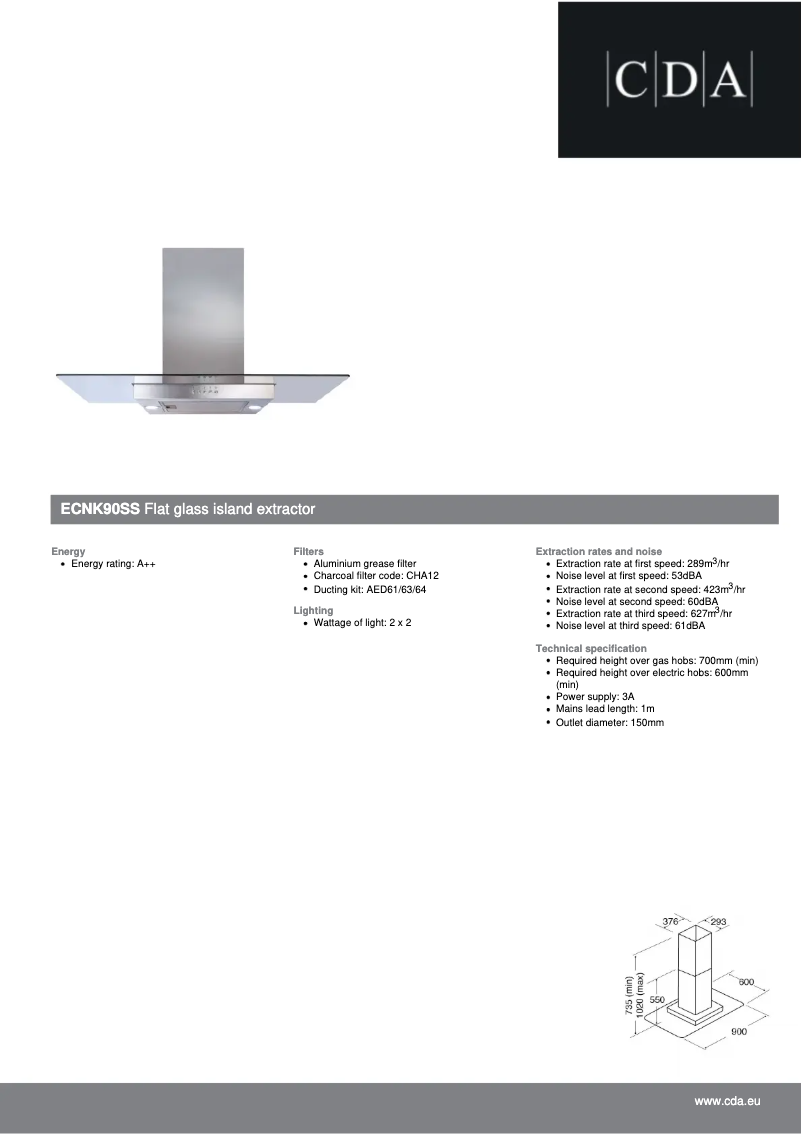 Page n°1 - Fiche technique CDA ECNK90SS