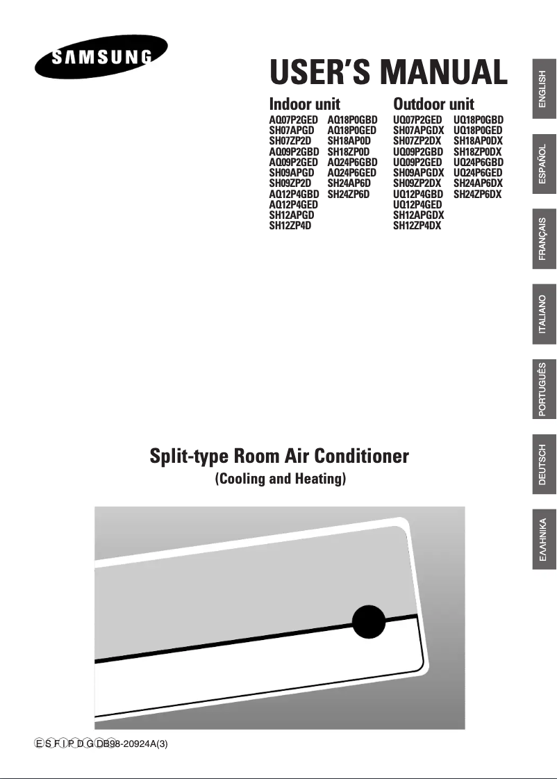 Page n°1 - Manuel utilisateur Samsung SH12ZP4DX/XFO