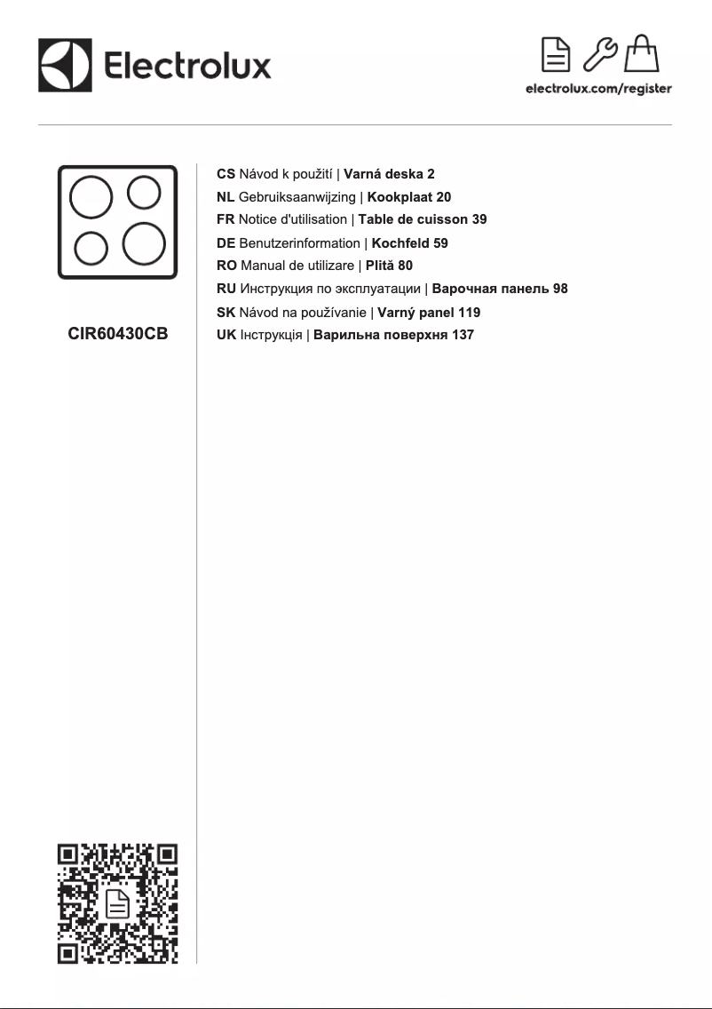 Page n°1 - Manuel utilisateur Electrolux CIR60430CB