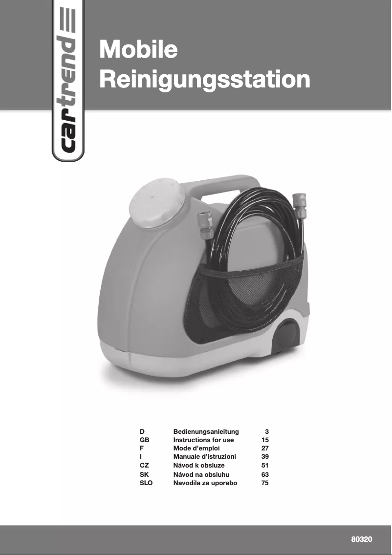 Page n°1 - Manuel utilisateur Cartrend 80320