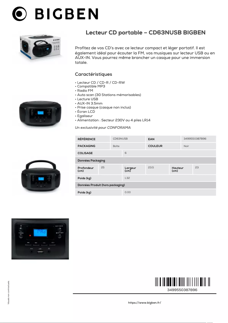 Image de la première page du manuel de l'appareil CD63NUSB