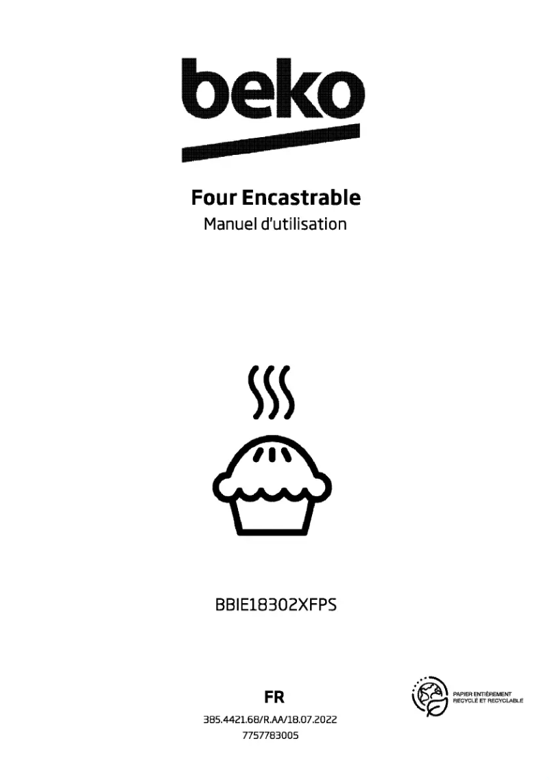 Page 1 de la notice Manuel utilisateur Beko BBIE18302XFPS