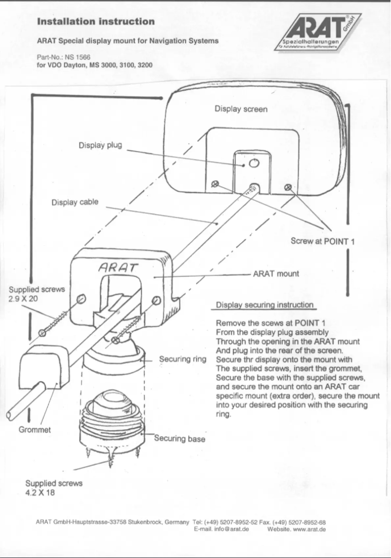 Page 1 de la notice Manuel utilisateur Arat NS1566