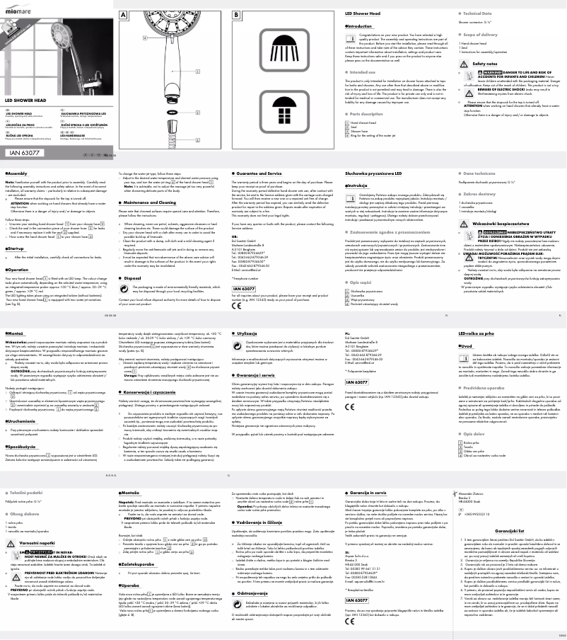 Page n°1 - Manuel utilisateur Miomare IAN 63077