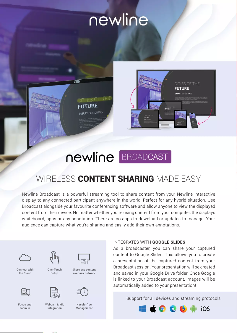 Page n°1 - Fiche technique Newline Broadcast