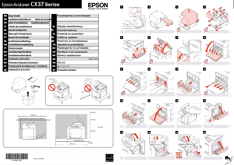 Page 1 de la notice Guide d'installation Epson AcuLaser CX37DN