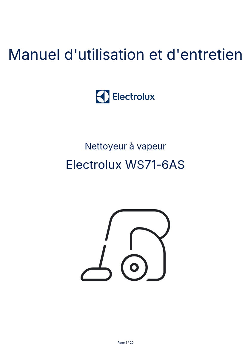 Page n°1 - Manuel d'utilisation et d'entretien Electrolux WS71-6AS