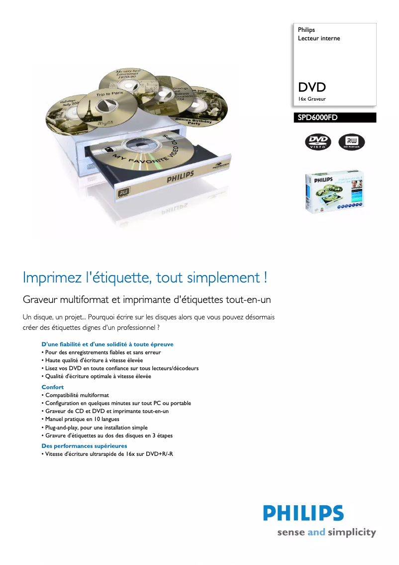 Page n°1 - Fiche technique Philips SPD6000FD