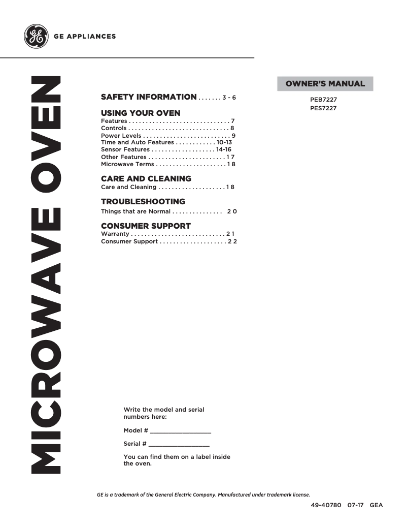Page 1 de la notice Manuel utilisateur GE Profile PEB7227DLWW