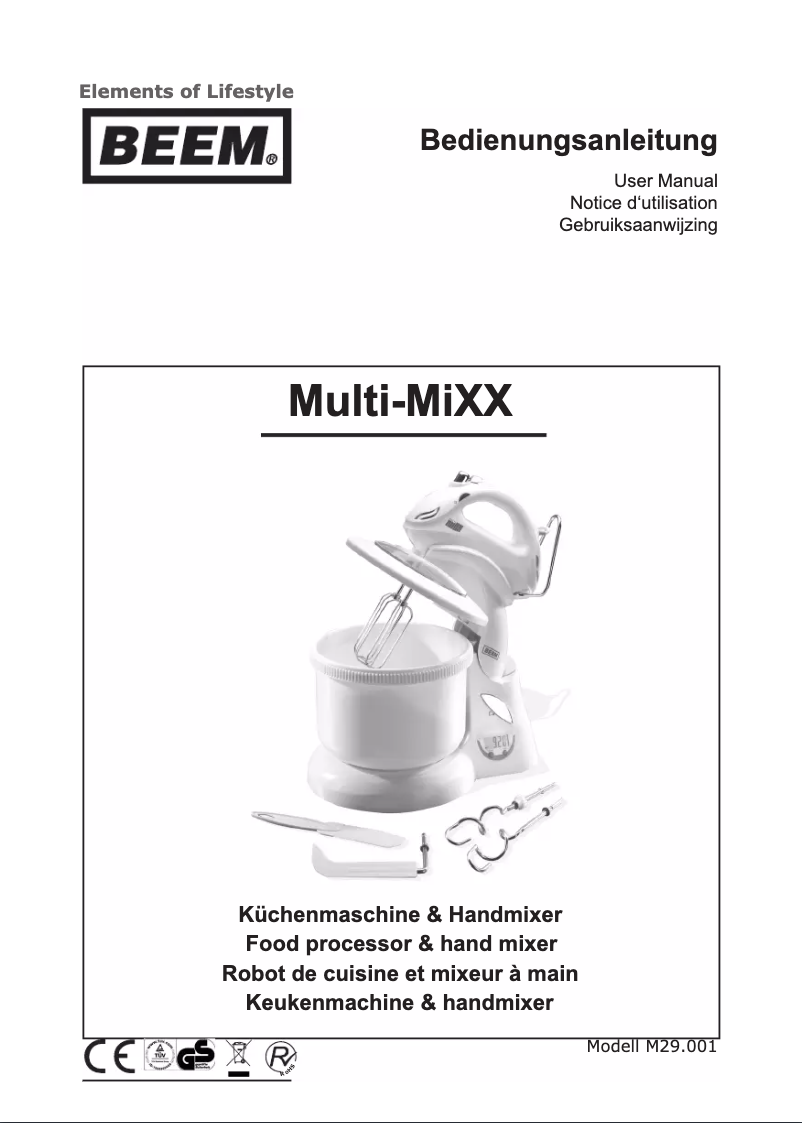 Page n°1 - Manuel utilisateur BEEM Multi-Mixx