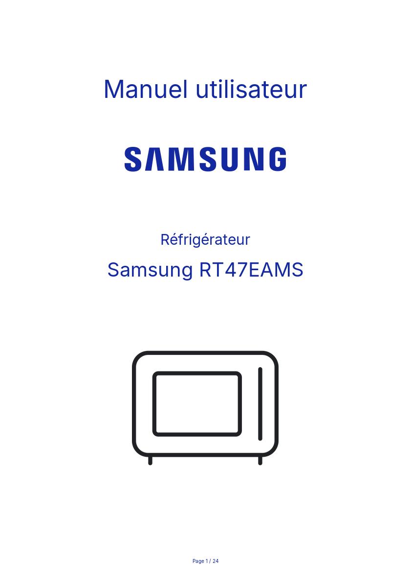 Page n°1 - Manuel utilisateur Samsung RT47EAMS