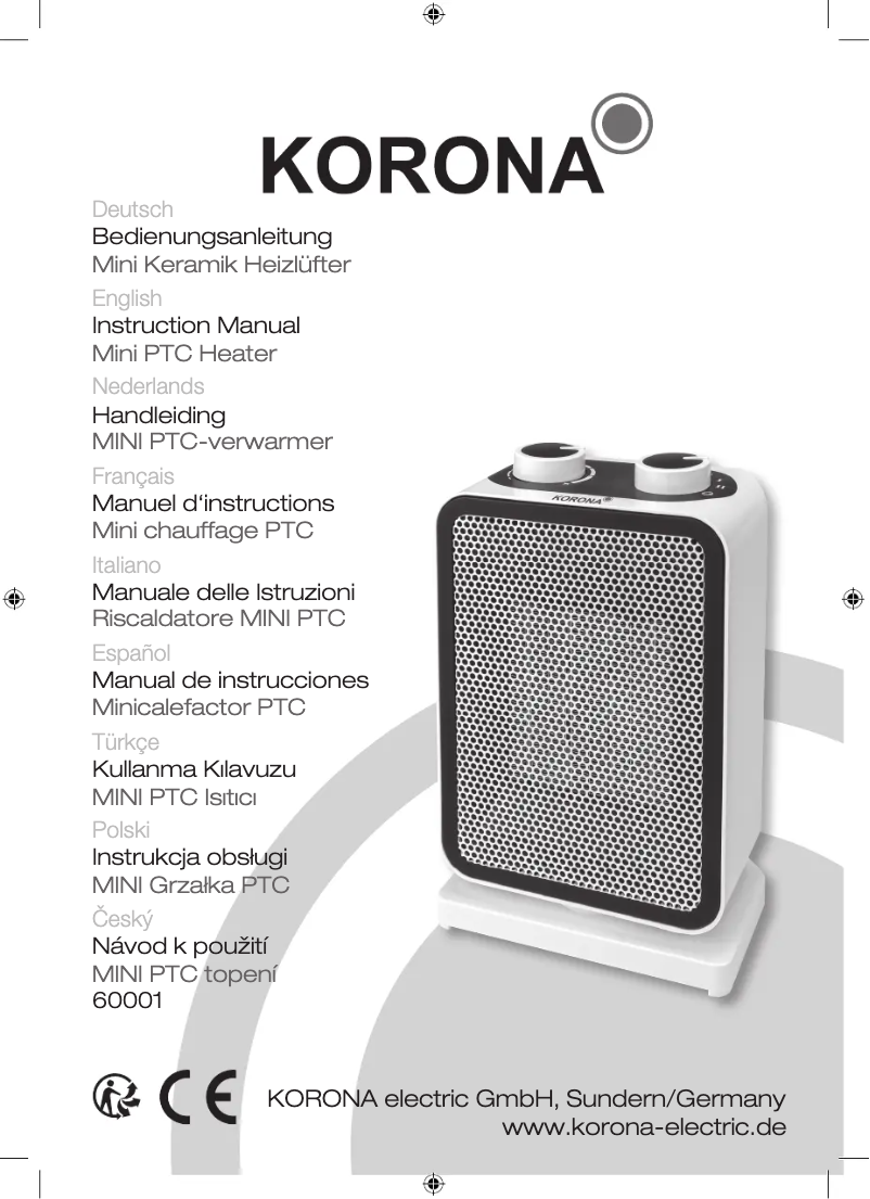 Page n°1 - Manuel utilisateur Korona 60001