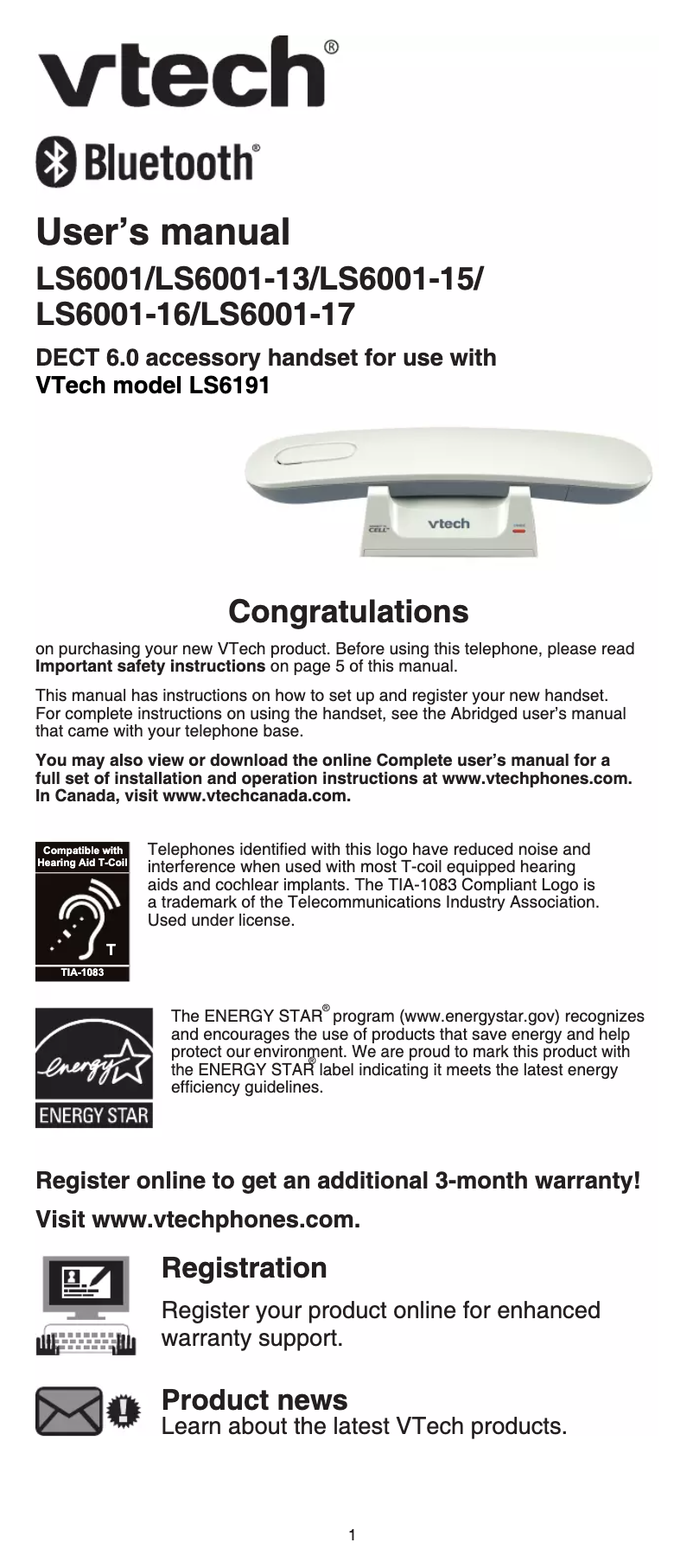 Página 1 del manual Manual de usuario Vtech LS6001