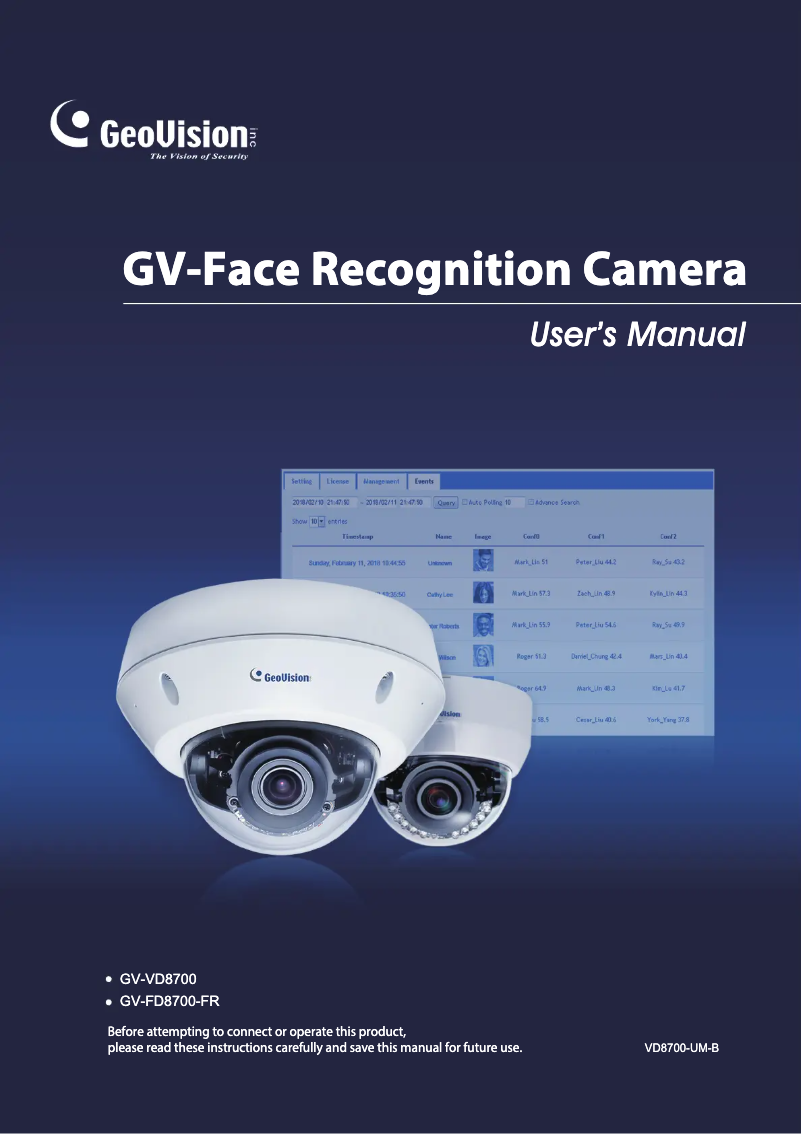 Page n°1 - Manuel utilisateur Geovision GV-VD8700