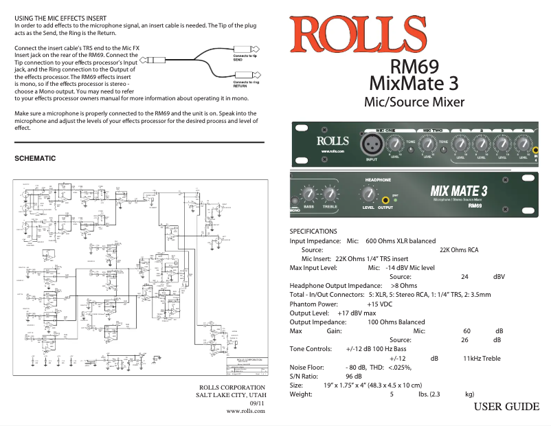 Page 1 of the manual User Manual Rolls MixMate 3 RM69