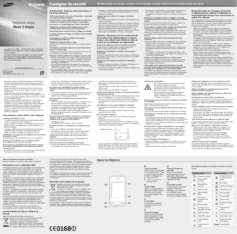 Page n°1 - Manuel utilisateur Samsung Champ Duos GT-E2652