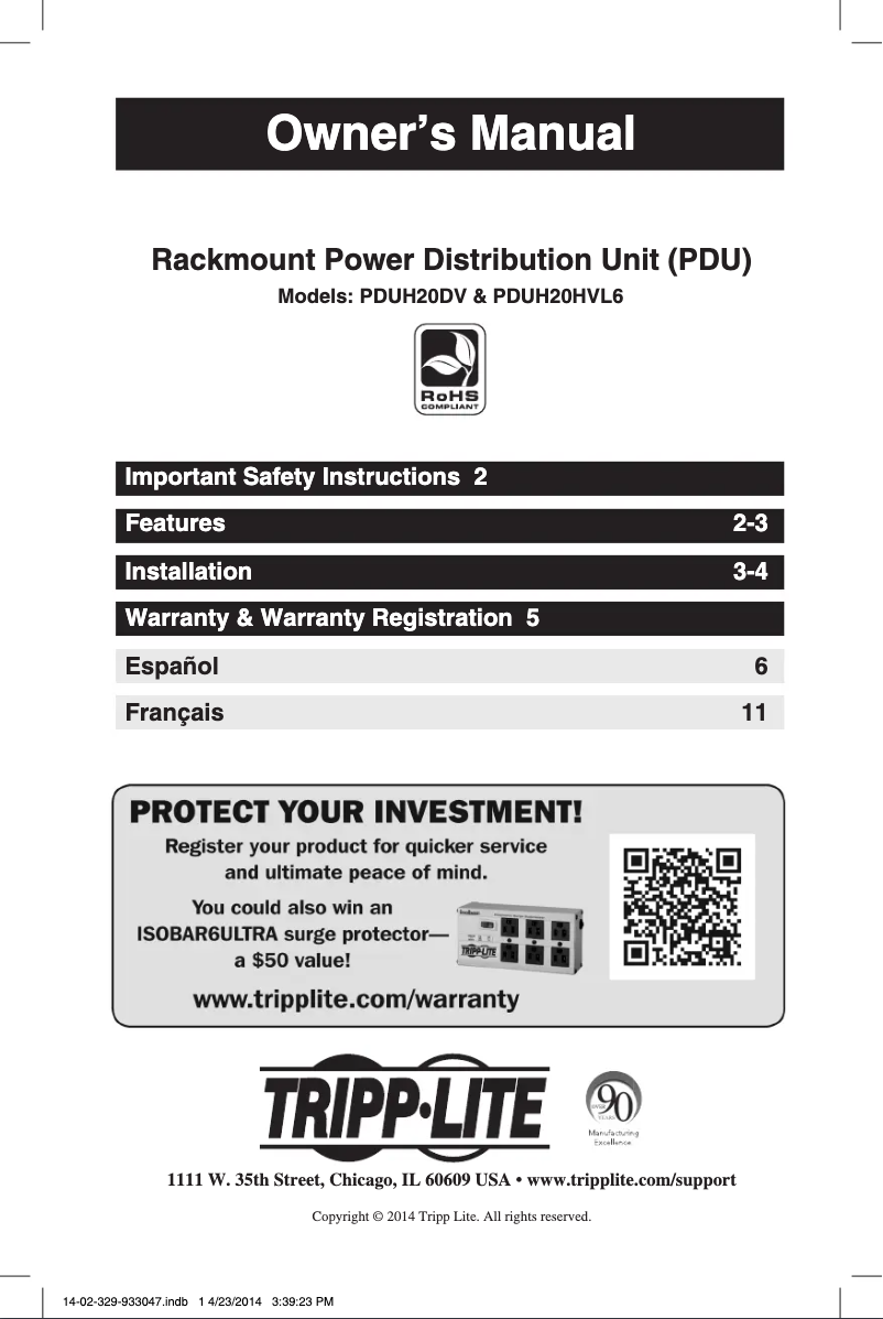 Image de la première page du manuel de l'appareil PDUH20DV