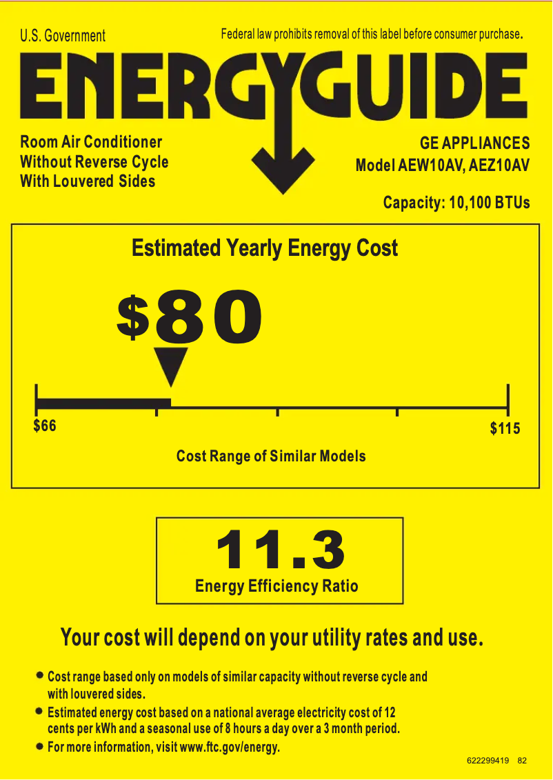 Page n°1 - Label énergétique GE AEZ10AV