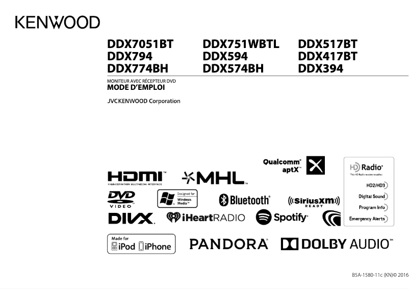Page n°1 - Manuel utilisateur Kenwood DDX417BT
