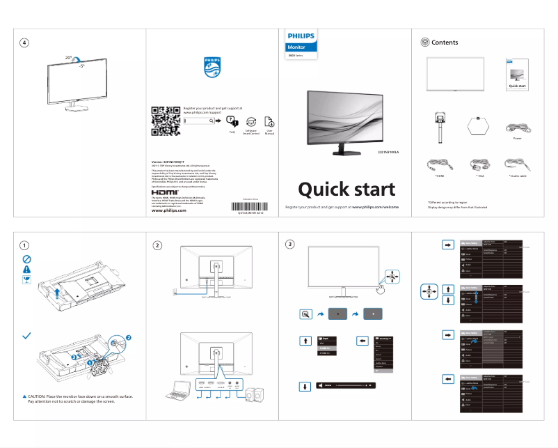 Page 1 of the manual Quick Start Guide Philips 32E1N3100LA