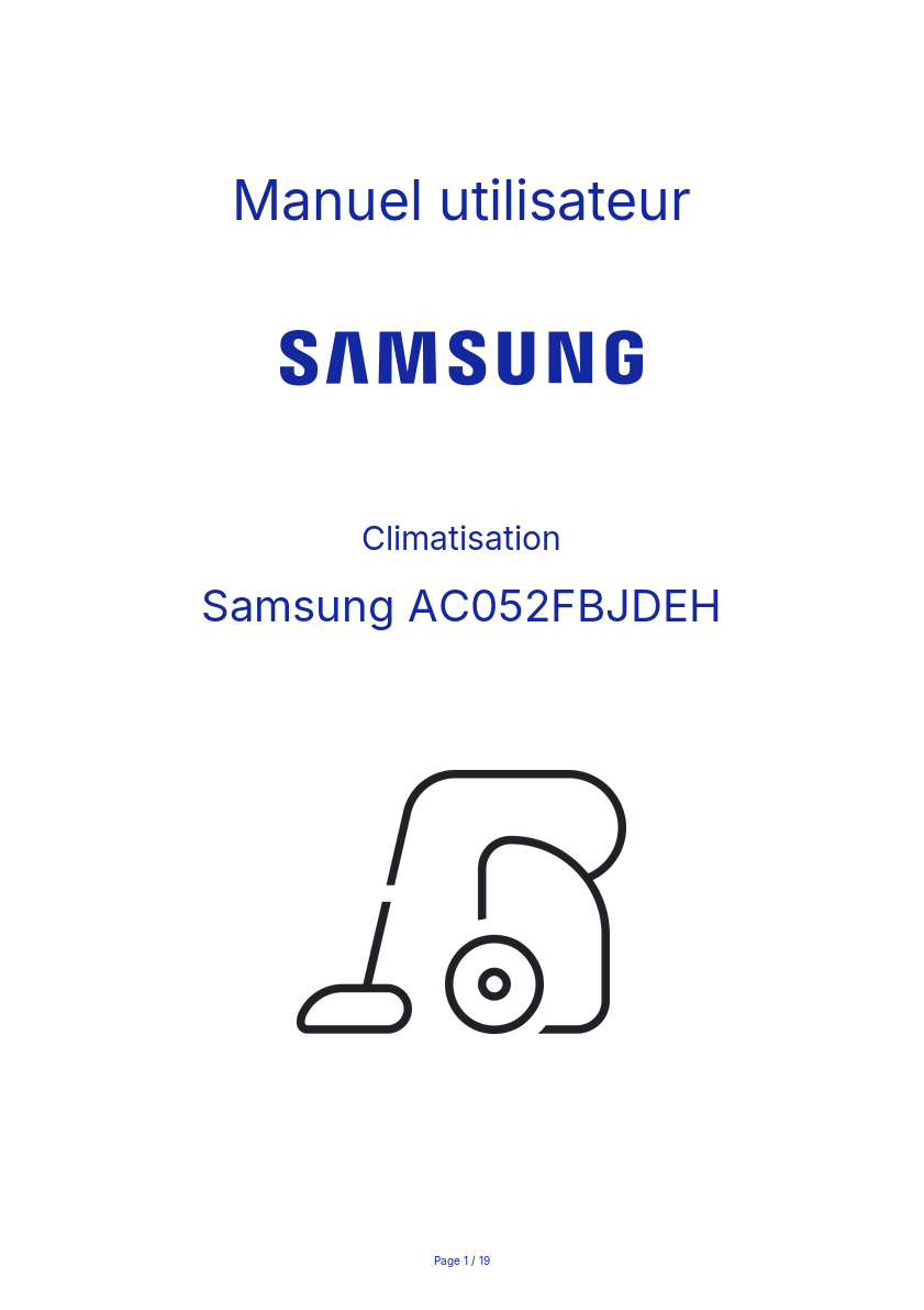 Page n°1 - Manuel utilisateur Samsung AC052FBJDEH