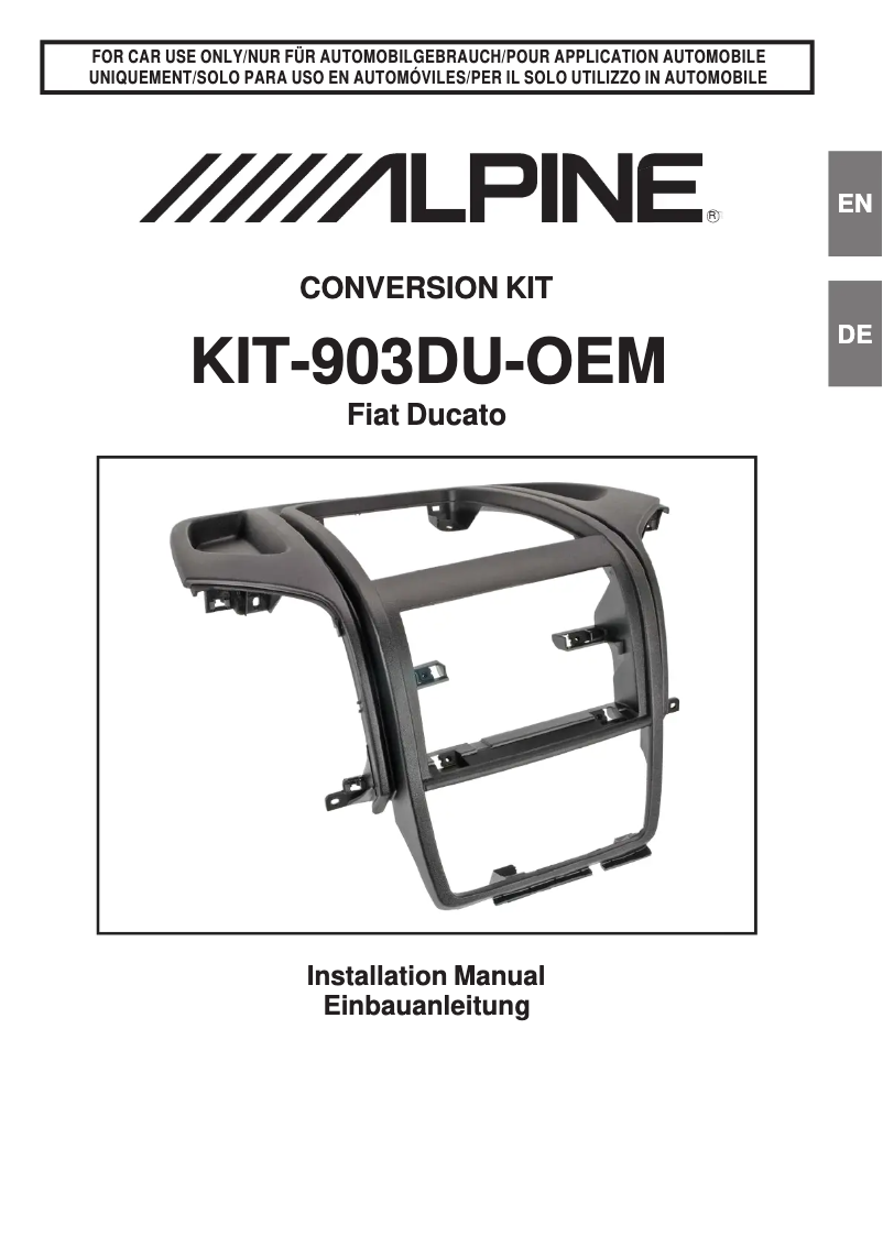Page n°1 - Manuel utilisateur Alpine KIT-903DU-OEM