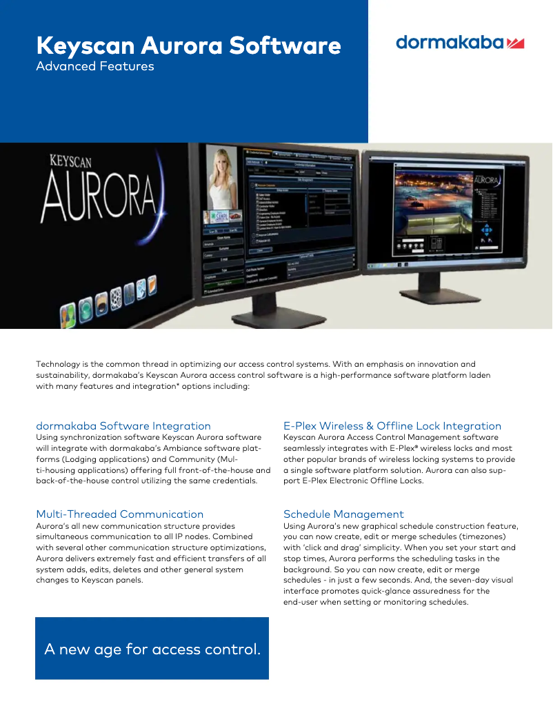 Page 1 de la notice Fiche technique Dormakaba Keyscan Aurora