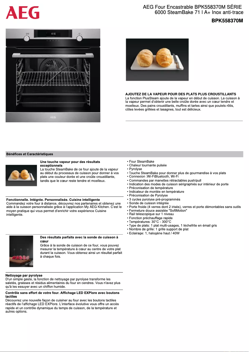 Página 1 del manual Ficha técnica AEG BPK558370M