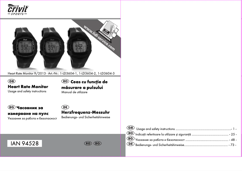 Image de la première page du manuel de l'appareil IAN 94528