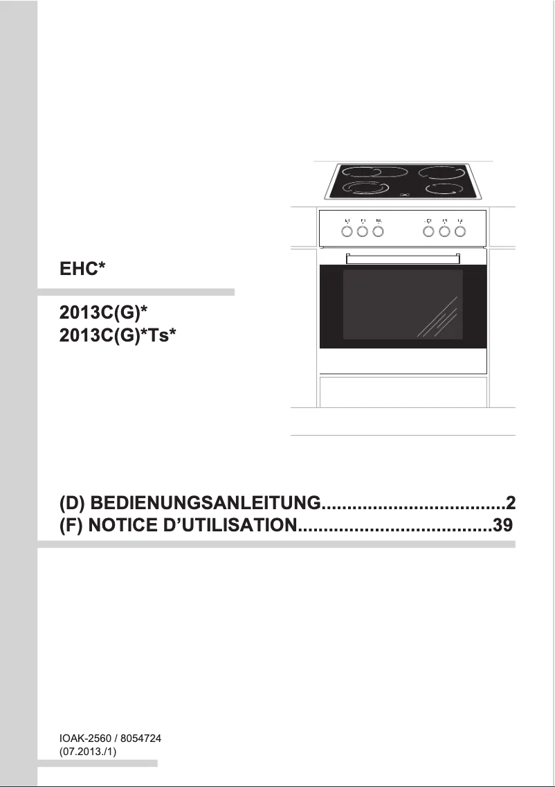 Page n°1 - Manuel utilisateur Amica EHC 12515 E