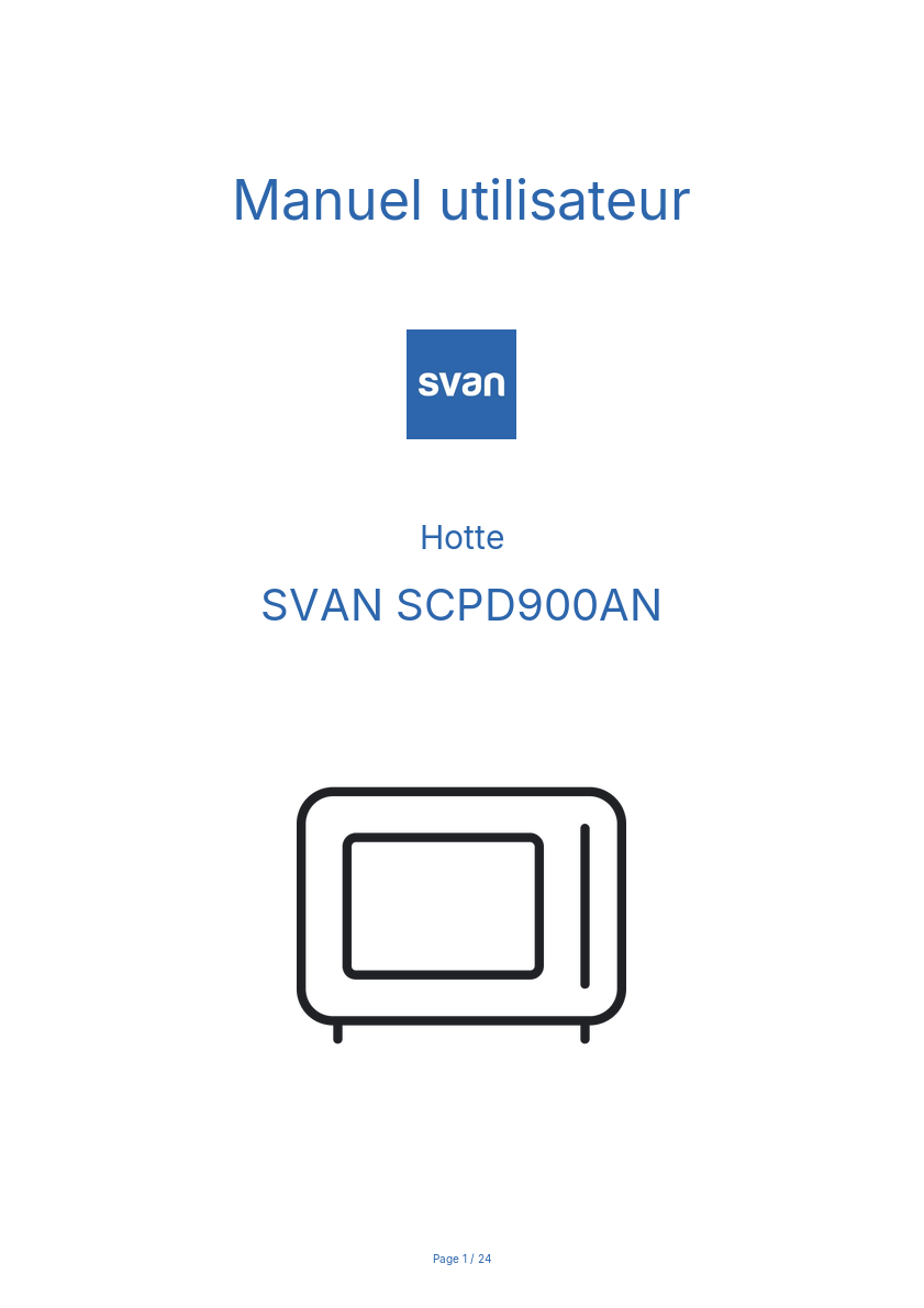 Page n°1 - Manuel utilisateur SVAN SCPD900AN