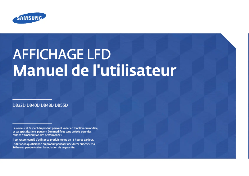 Page 1 de la notice Manuel utilisateur Samsung LH40DBDPLGC